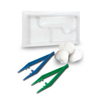 SAD 1 sterile dressing set with 2 forceps, 3 pads