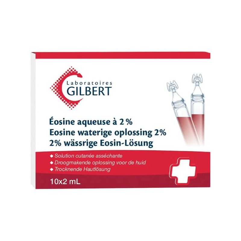 Eosine aqueuse 2% stérile Gilbert unidoses 2ml  - Boîte de 10