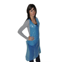 Classic embossed disposable apron Blue PE 25µm 120 x 70 cm - Bag of 100