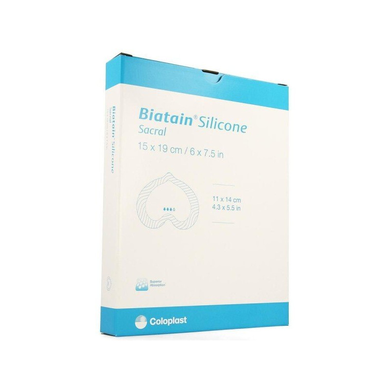 BIATAIN Silicone Sacrum Hydrocellular Anatomical Dressing 15cm x 19cm - Box of 5