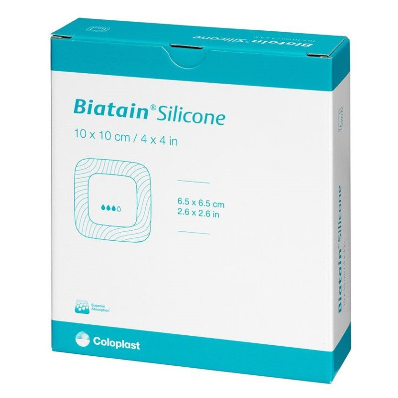 BIATAIN Silicone Adhesive Pansement hydrocellulaire 17,5cm x 17,5cm - Boîte de 10