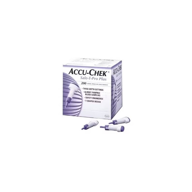 Autopiqueur Accu-Chek Safe-T-Pro Plus à usage unique - Boîte de 200