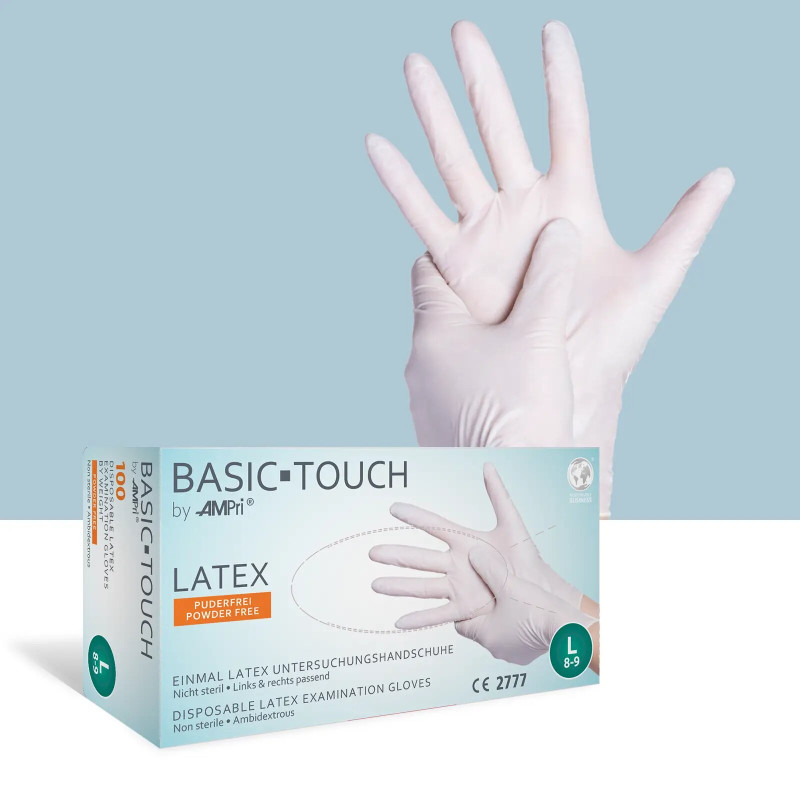 Disposable Latex Glove BASIC-TOUCH powder-free non-sterile size S - Box of 100