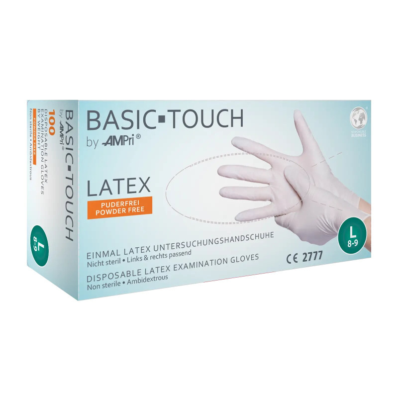 Gant jetable Latex BASIC-TOUCH non poudré non stérile taille S - Boîte de 100