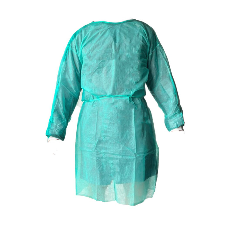 Blouse de protection à usage unique verte PP25g/m² poignets jersey - Sachet de 10