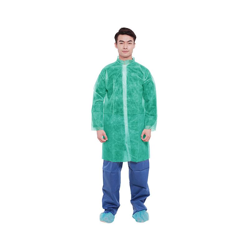 Single-use zipped gown PP25g/m2 without pocket - Green XXL