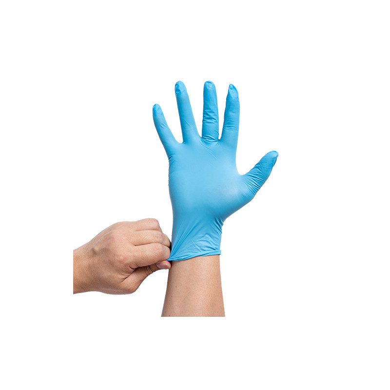 Nitrile powder-free disposable glove non-sterile Intco Blue L - Box of 100