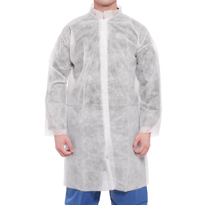 Single-use pressure gown PP25g/m2 without pocket - White XXL