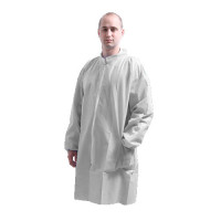 Single-use zipped gown PP25g/m2 without pocket - White XXL