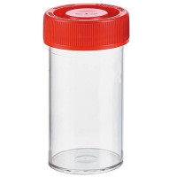 Flacon ECBU 60ml stérile avec bouchon rouge et étiquette blanche - Carton de 600