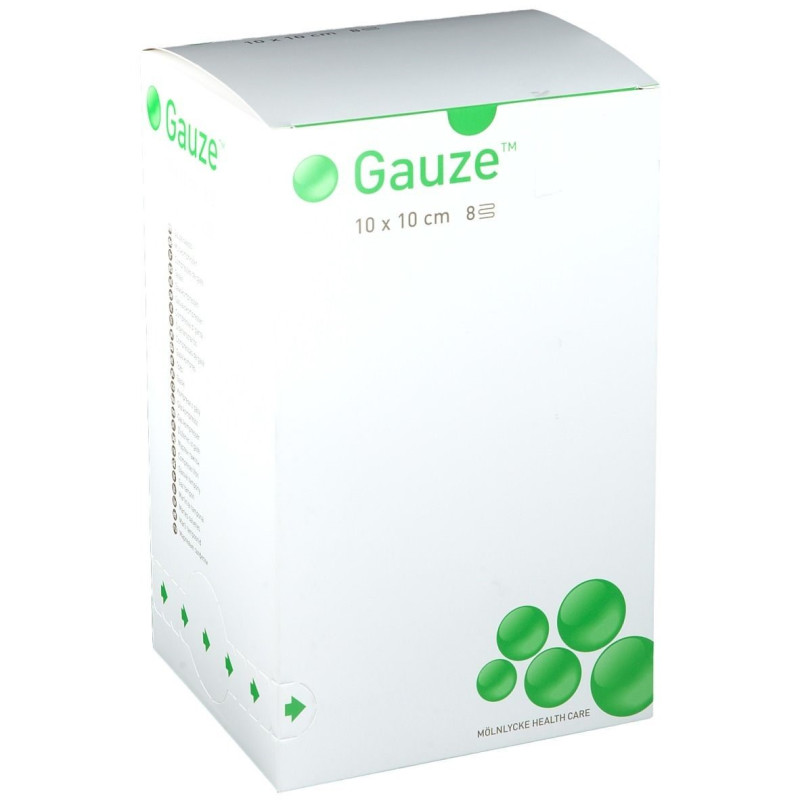 Compresses de Gaze stériles 8 plis 17 fils 10x10 cm - Boîte de 50 sachets de 2